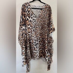 Wrap Up by VP Donatella Leopard Print Short Kaftan Size S/M